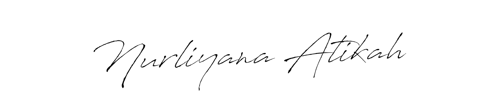 How to make Nurliyana Atikah name signature. Use Antro_Vectra style for creating short signs online. This is the latest handwritten sign. Nurliyana Atikah signature style 6 images and pictures png