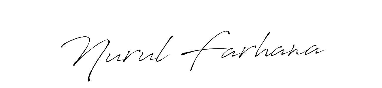 Design your own signature with our free online signature maker. With this signature software, you can create a handwritten (Antro_Vectra) signature for name Nurul Farhana. Nurul Farhana signature style 6 images and pictures png