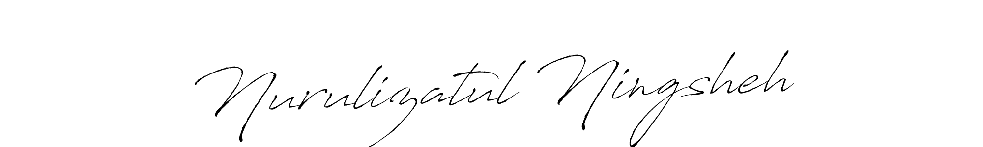 Design your own signature with our free online signature maker. With this signature software, you can create a handwritten (Antro_Vectra) signature for name Nurulizatul Ningsheh. Nurulizatul Ningsheh signature style 6 images and pictures png