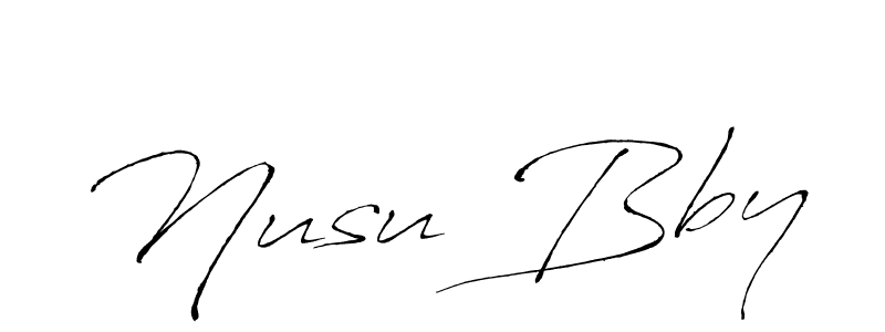 Make a beautiful signature design for name Nusu Bby. With this signature (Antro_Vectra) style, you can create a handwritten signature for free. Nusu Bby signature style 6 images and pictures png