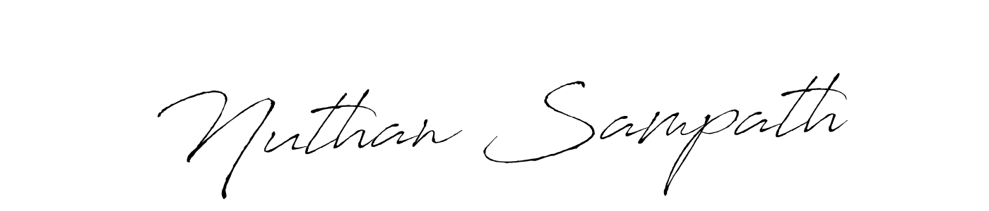 How to make Nuthan Sampath name signature. Use Antro_Vectra style for creating short signs online. This is the latest handwritten sign. Nuthan Sampath signature style 6 images and pictures png