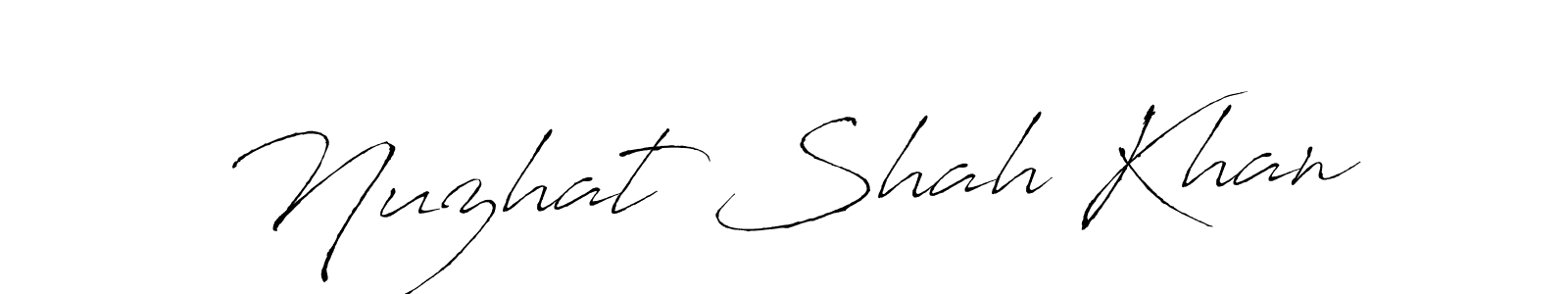 Create a beautiful signature design for name Nuzhat Shah Khan. With this signature (Antro_Vectra) fonts, you can make a handwritten signature for free. Nuzhat Shah Khan signature style 6 images and pictures png