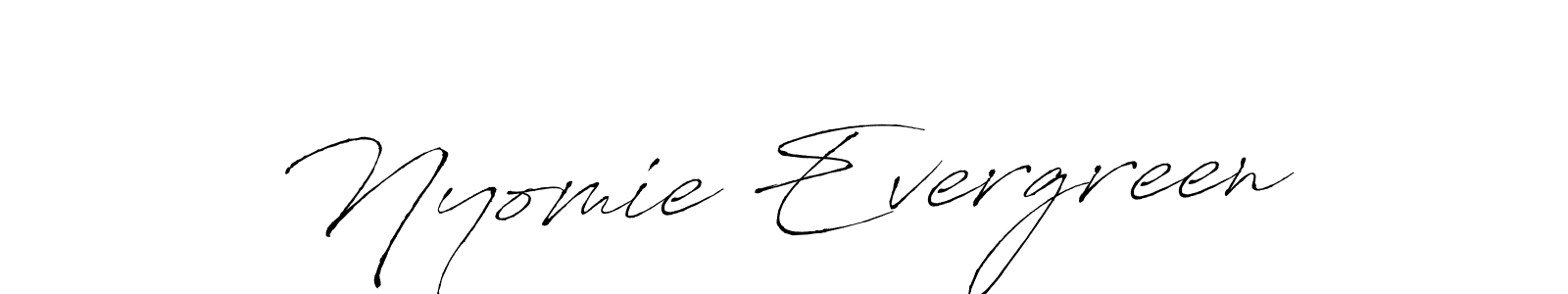 if you are searching for the best signature style for your name Nyomie Evergreen. so please give up your signature search. here we have designed multiple signature styles  using Antro_Vectra. Nyomie Evergreen signature style 6 images and pictures png