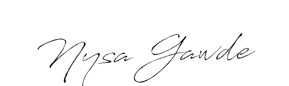 This is the best signature style for the Nysa Gawde name. Also you like these signature font (Antro_Vectra). Mix name signature. Nysa Gawde signature style 6 images and pictures png