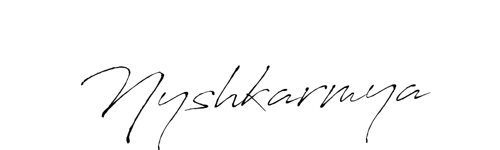 Antro_Vectra is a professional signature style that is perfect for those who want to add a touch of class to their signature. It is also a great choice for those who want to make their signature more unique. Get Nyshkarmya name to fancy signature for free. Nyshkarmya signature style 6 images and pictures png
