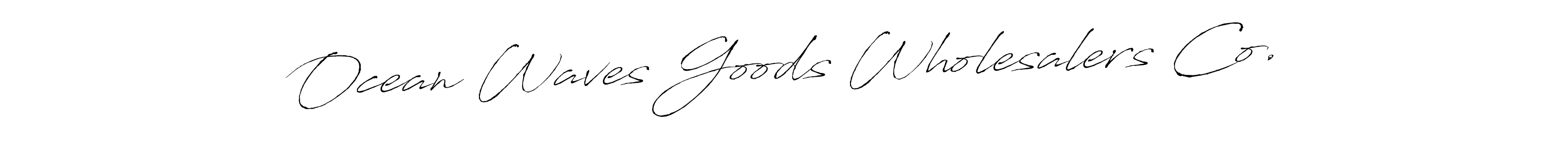 How to make Ocean Waves Goods Wholesalers Co. name signature. Use Antro_Vectra style for creating short signs online. This is the latest handwritten sign. Ocean Waves Goods Wholesalers Co. signature style 6 images and pictures png