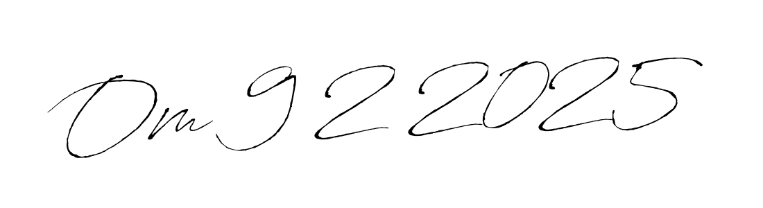 Design your own signature with our free online signature maker. With this signature software, you can create a handwritten (Antro_Vectra) signature for name Om 9 2 2025. Om 9 2 2025 signature style 6 images and pictures png