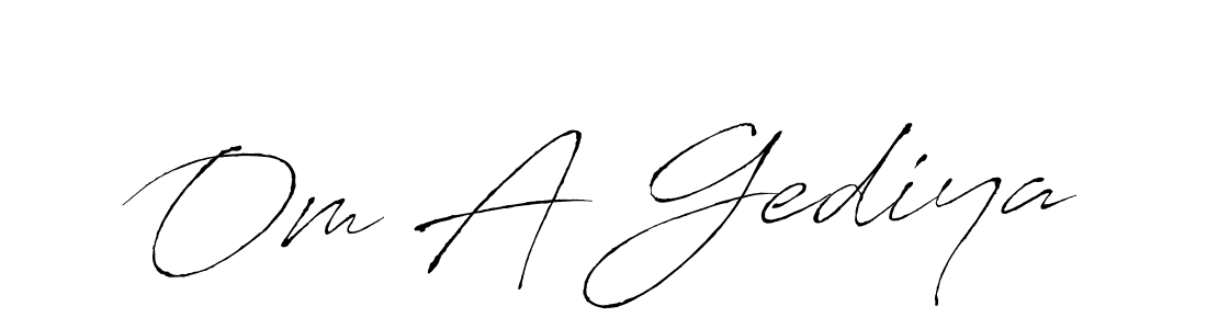 How to make Om A Gediya signature? Antro_Vectra is a professional autograph style. Create handwritten signature for Om A Gediya name. Om A Gediya signature style 6 images and pictures png
