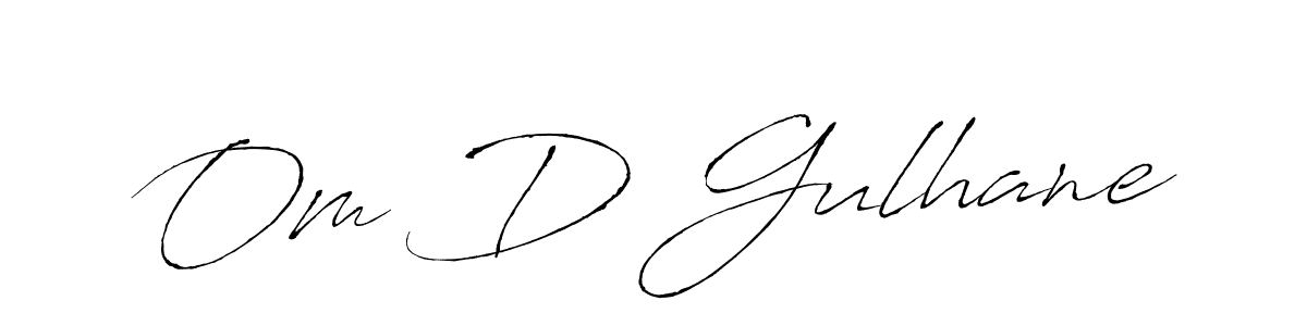 How to make Om D Gulhane name signature. Use Antro_Vectra style for creating short signs online. This is the latest handwritten sign. Om D Gulhane signature style 6 images and pictures png