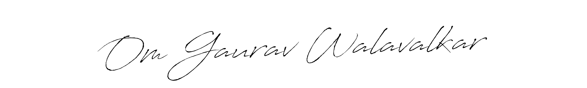 How to make Om Gaurav Walavalkar name signature. Use Antro_Vectra style for creating short signs online. This is the latest handwritten sign. Om Gaurav Walavalkar signature style 6 images and pictures png