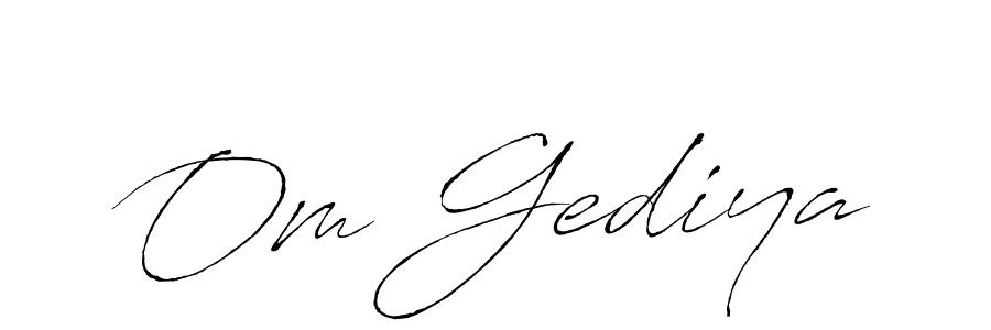 How to make Om Gediya signature? Antro_Vectra is a professional autograph style. Create handwritten signature for Om Gediya name. Om Gediya signature style 6 images and pictures png