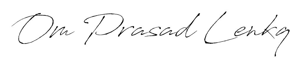 Designed for modern professionals: Om Prasad Lenkq name signature crafted with Antro_Vectra script. Ready for digital PDF workflows. Om Prasad Lenkq signature style 6 images and pictures png