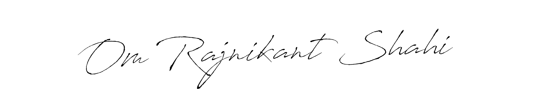 The best way (Antro_Vectra) to make a short signature is to pick only two or three words in your name. The name Om Rajnikant Shahi include a total of six letters. For converting this name. Om Rajnikant Shahi signature style 6 images and pictures png