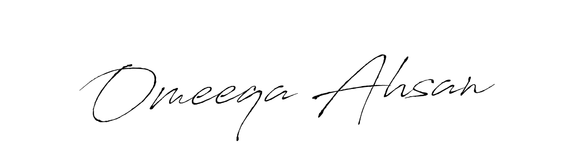 Antro_Vectra is a professional signature style that is perfect for those who want to add a touch of class to their signature. It is also a great choice for those who want to make their signature more unique. Get Omeeqa Ahsan name to fancy signature for free. Omeeqa Ahsan signature style 6 images and pictures png
