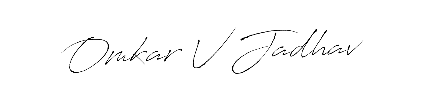 This is the best signature style for the Omkar V Jadhav name. Also you like these signature font (Antro_Vectra). Mix name signature. Omkar V Jadhav signature style 6 images and pictures png