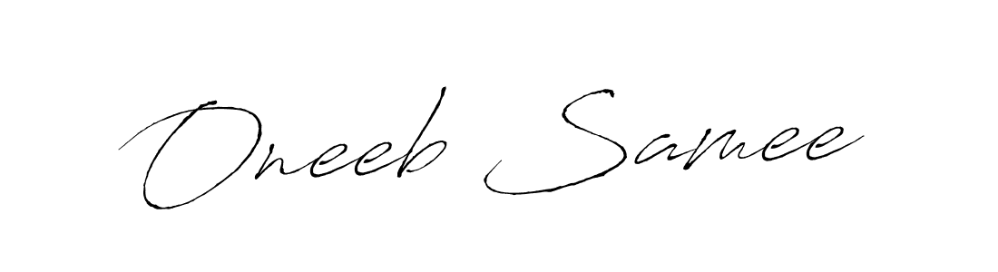 How to make Oneeb Samee name signature. Use Antro_Vectra style for creating short signs online. This is the latest handwritten sign. Oneeb Samee signature style 6 images and pictures png