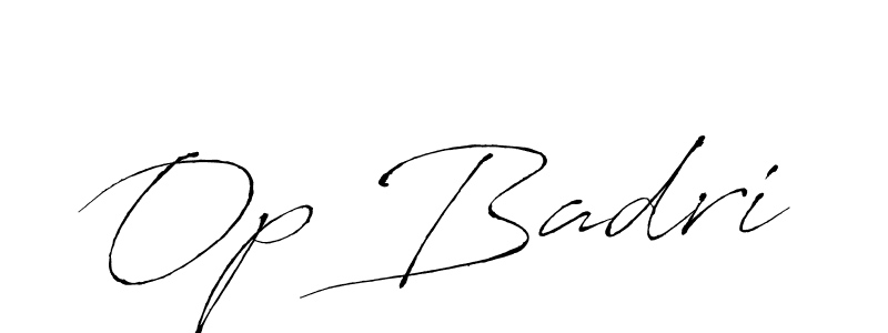 How to make Op Badri name signature. Use Antro_Vectra style for creating short signs online. This is the latest handwritten sign. Op Badri signature style 6 images and pictures png