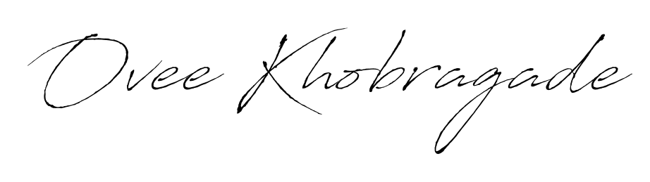 The Antro_Vectra lettering style adds unique flourish to name Ovee Khobragade. Stand out with a custom digital autograph made in seconds. Ovee Khobragade signature style 6 images and pictures png