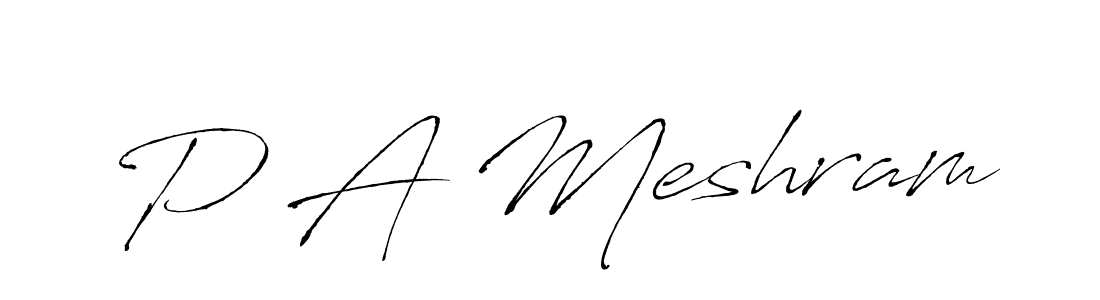 The best way (Antro_Vectra) to make a short signature is to pick only two or three words in your name. The name P A Meshram include a total of six letters. For converting this name. P A Meshram signature style 6 images and pictures png