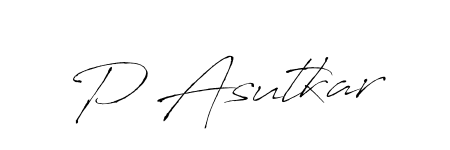 How to make P Asutkar name signature. Use Antro_Vectra style for creating short signs online. This is the latest handwritten sign. P Asutkar signature style 6 images and pictures png