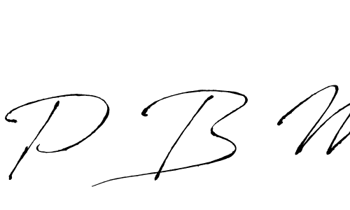 The best way (Antro_Vectra) to make a short signature is to pick only two or three words in your name. The name P B M include a total of six letters. For converting this name. P B M signature style 6 images and pictures png