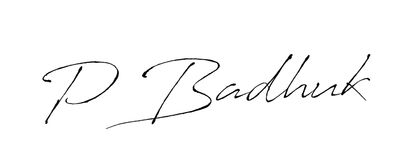 The best way (Antro_Vectra) to make a short signature is to pick only two or three words in your name. The name P Badhuk include a total of six letters. For converting this name. P Badhuk signature style 6 images and pictures png