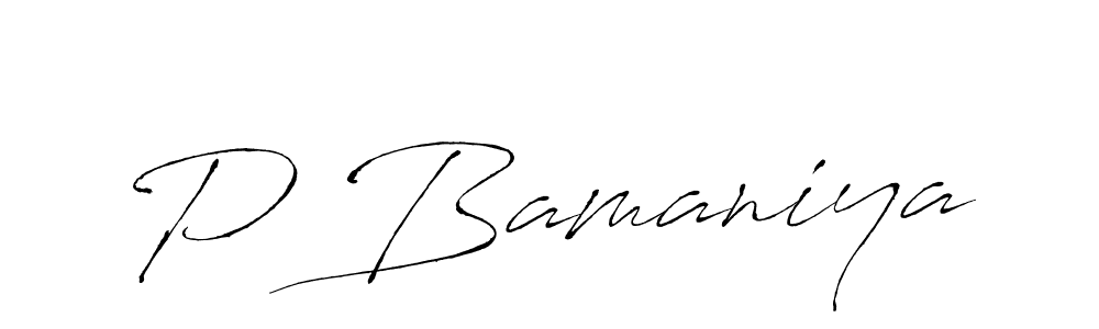 Create a beautiful signature design for name P Bamaniya. With this signature (Antro_Vectra) fonts, you can make a handwritten signature for free. P Bamaniya signature style 6 images and pictures png