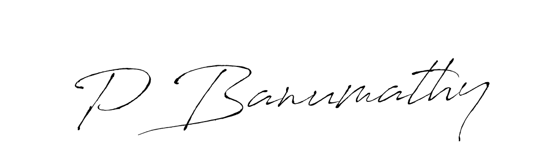 Design your own signature with our free online signature maker. With this signature software, you can create a handwritten (Antro_Vectra) signature for name P Banumathy. P Banumathy signature style 6 images and pictures png