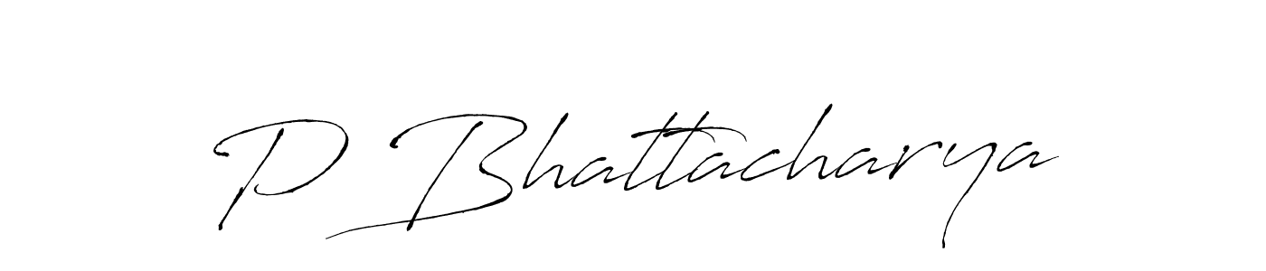 How to make P Bhattacharya name signature. Use Antro_Vectra style for creating short signs online. This is the latest handwritten sign. P Bhattacharya signature style 6 images and pictures png