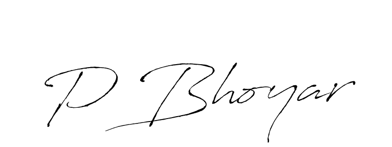 Design your own signature with our free online signature maker. With this signature software, you can create a handwritten (Antro_Vectra) signature for name P Bhoyar. P Bhoyar signature style 6 images and pictures png