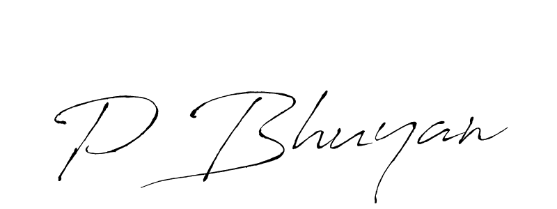 Create a beautiful signature design for name P Bhuyan. With this signature (Antro_Vectra) fonts, you can make a handwritten signature for free. P Bhuyan signature style 6 images and pictures png