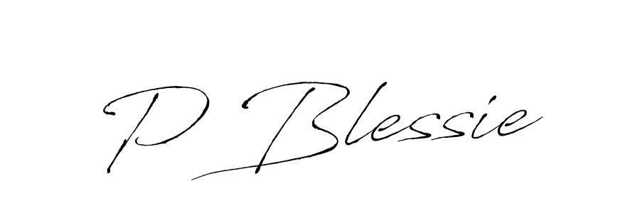 How to make P Blessie signature? Antro_Vectra is a professional autograph style. Create handwritten signature for P Blessie name. P Blessie signature style 6 images and pictures png