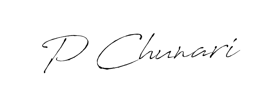Make a beautiful signature design for name P Chunari. With this signature (Antro_Vectra) style, you can create a handwritten signature for free. P Chunari signature style 6 images and pictures png
