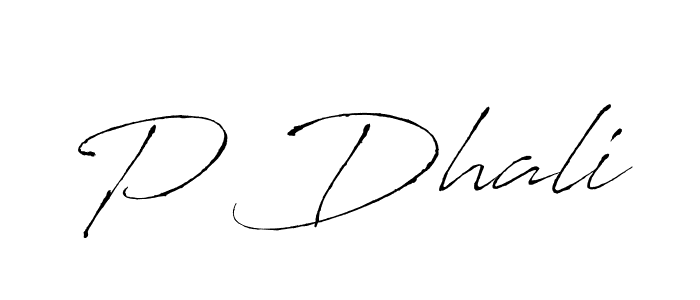 Create a beautiful signature design for name P Dhali. With this signature (Antro_Vectra) fonts, you can make a handwritten signature for free. P Dhali signature style 6 images and pictures png