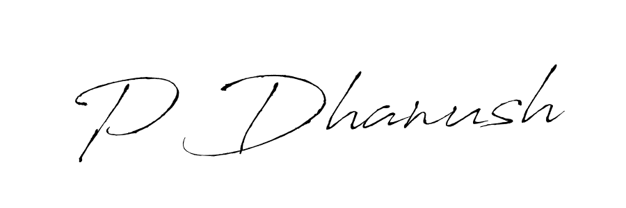 Design your own signature with our free online signature maker. With this signature software, you can create a handwritten (Antro_Vectra) signature for name P Dhanush. P Dhanush signature style 6 images and pictures png
