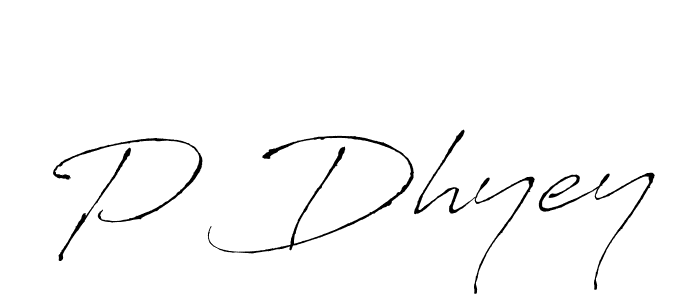 Make a beautiful signature design for name P Dhyey. With this signature (Antro_Vectra) style, you can create a handwritten signature for free. P Dhyey signature style 6 images and pictures png