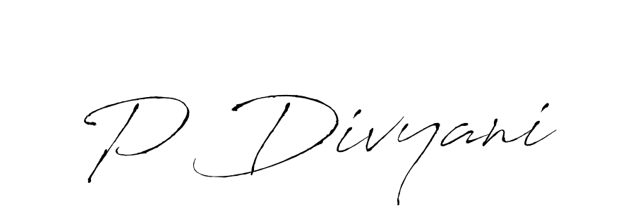 Make a beautiful signature design for name P Divyani. With this signature (Antro_Vectra) style, you can create a handwritten signature for free. P Divyani signature style 6 images and pictures png