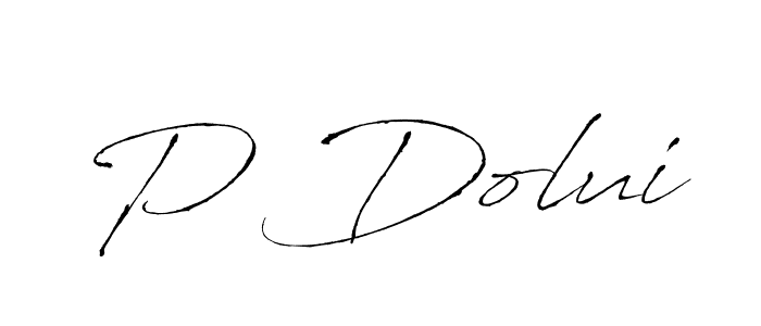 Antro_Vectra is a professional signature style that is perfect for those who want to add a touch of class to their signature. It is also a great choice for those who want to make their signature more unique. Get P Dolui name to fancy signature for free. P Dolui signature style 6 images and pictures png