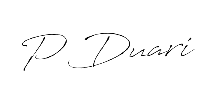 Design your own signature with our free online signature maker. With this signature software, you can create a handwritten (Antro_Vectra) signature for name P Duari. P Duari signature style 6 images and pictures png