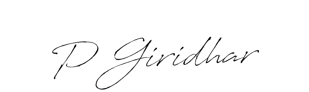 The best way (Antro_Vectra) to make a short signature is to pick only two or three words in your name. The name P Giridhar include a total of six letters. For converting this name. P Giridhar signature style 6 images and pictures png