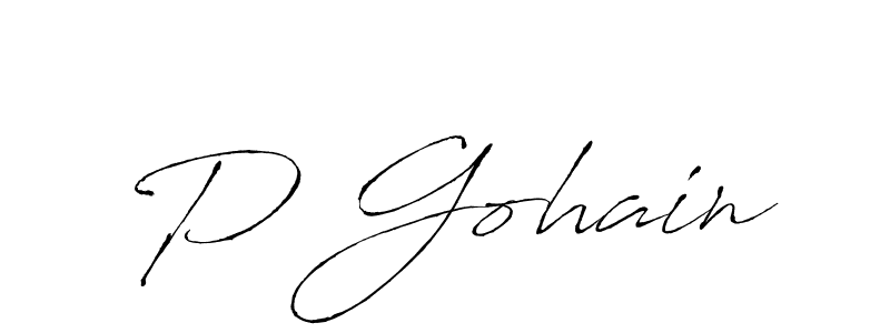 Use a signature maker to create a handwritten signature online. With this signature software, you can design (Antro_Vectra) your own signature for name P Gohain. P Gohain signature style 6 images and pictures png