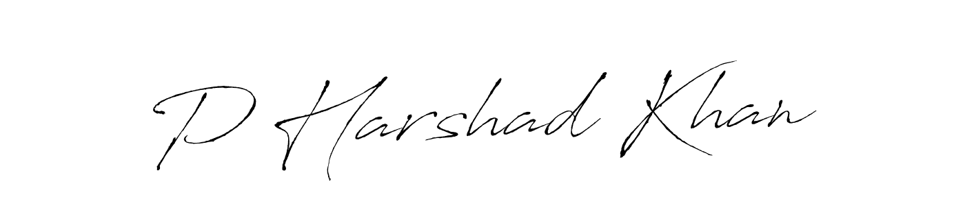 How to make P Harshad Khan name signature. Use Antro_Vectra style for creating short signs online. This is the latest handwritten sign. P Harshad Khan signature style 6 images and pictures png