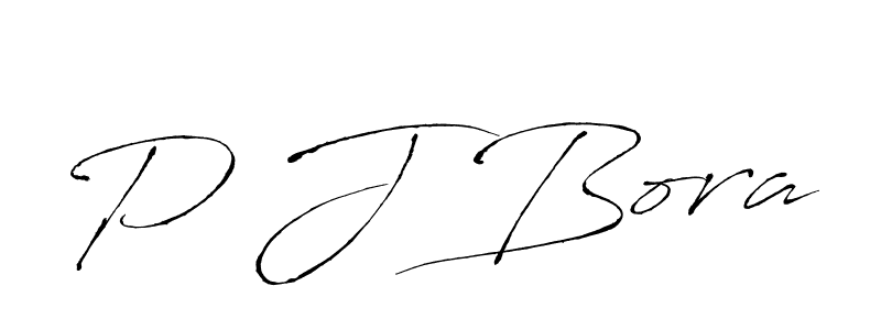 Make a beautiful signature design for name P J Bora. With this signature (Antro_Vectra) style, you can create a handwritten signature for free. P J Bora signature style 6 images and pictures png