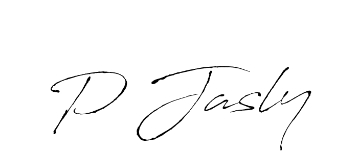 The best way (Antro_Vectra) to make a short signature is to pick only two or three words in your name. The name P Jasly include a total of six letters. For converting this name. P Jasly signature style 6 images and pictures png