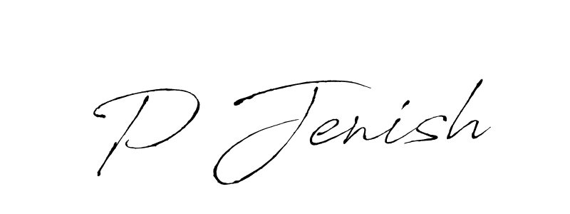 How to make P Jenish name signature. Use Antro_Vectra style for creating short signs online. This is the latest handwritten sign. P Jenish signature style 6 images and pictures png