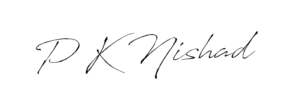 Use a signature maker to create a handwritten signature online. With this signature software, you can design (Antro_Vectra) your own signature for name P K Nishad. P K Nishad signature style 6 images and pictures png