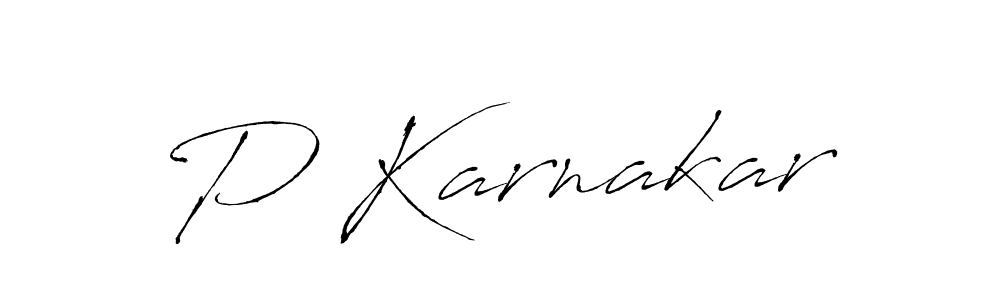 Make a beautiful signature design for name P Karnakar. With this signature (Antro_Vectra) style, you can create a handwritten signature for free. P Karnakar signature style 6 images and pictures png