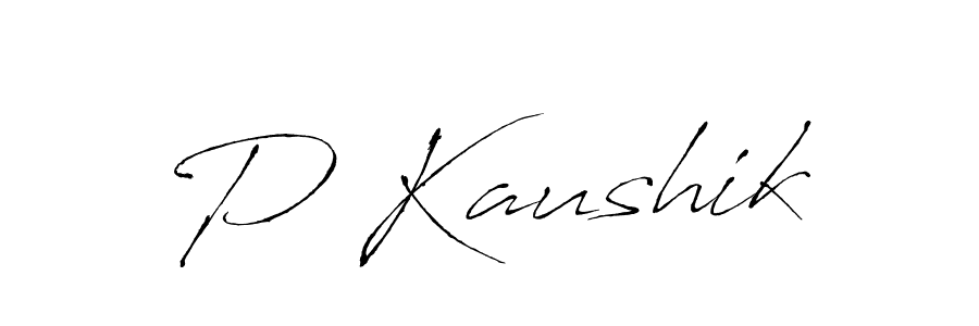 if you are searching for the best signature style for your name P Kaushik. so please give up your signature search. here we have designed multiple signature styles  using Antro_Vectra. P Kaushik signature style 6 images and pictures png