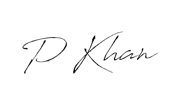 Create a beautiful signature design for name P Khan. With this signature (Antro_Vectra) fonts, you can make a handwritten signature for free. P Khan signature style 6 images and pictures png