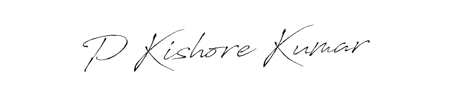 How to make P Kishore Kumar name signature. Use Antro_Vectra style for creating short signs online. This is the latest handwritten sign. P Kishore Kumar signature style 6 images and pictures png